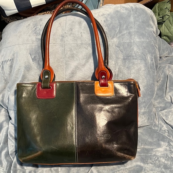 Valentina Multicolor Leather Shoulder Bag - Picture 1 of 8